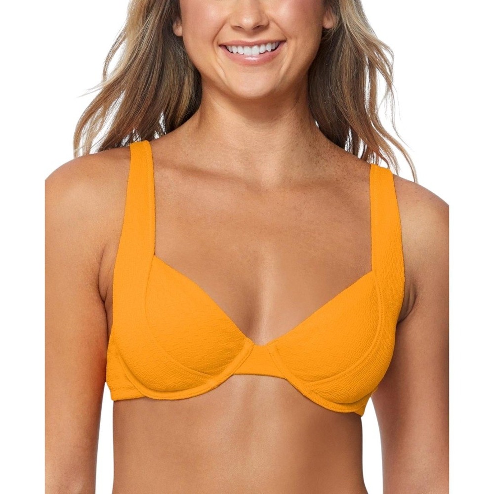 Raisins Textured Bikini Set Tie Back Swimsuit Bathing Suit Orange S